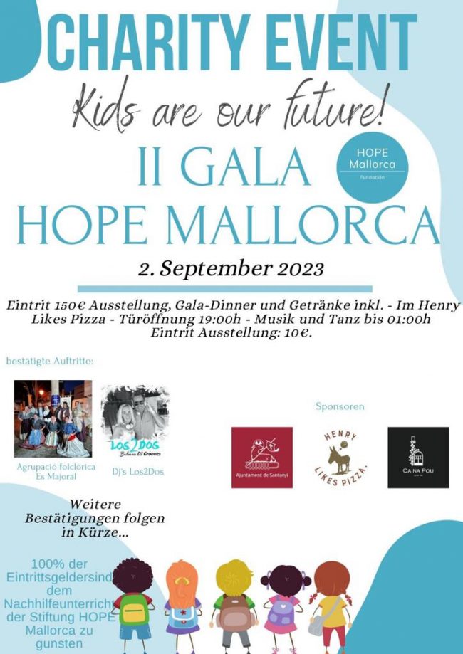 HOPE Mallorca Charity Gala am 2. September 2023 im Henry Likes Pizza Santanyi.