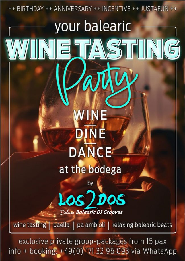 Your Balearic Wine Tasting Party - Wine, Dine & Dance Experience by Los2dos
